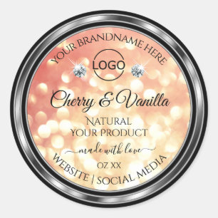 Light Red Gold Glitter Product Label Diamonds Logo