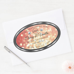 Light Red Gold Glitter Product Label Diamonds Logo