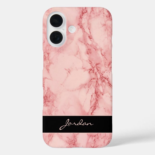 Light Red Polished Marble Stone with Name Case-Mate iPhone Case (Back)