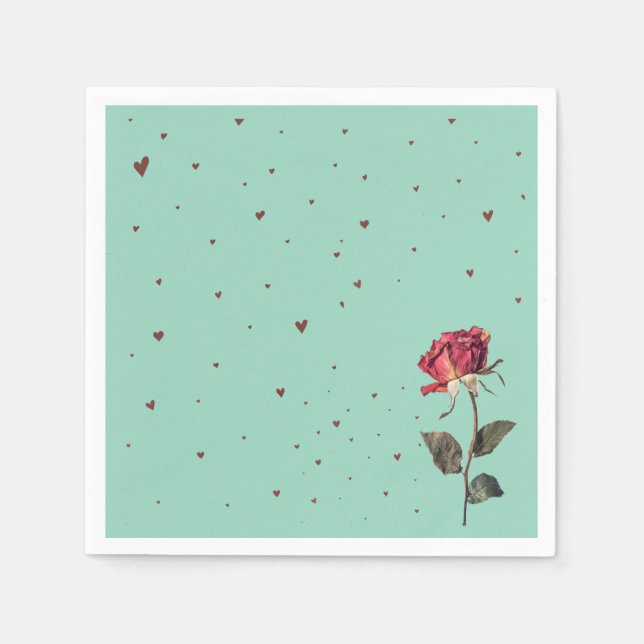 light red rose printed  napkin (Front)