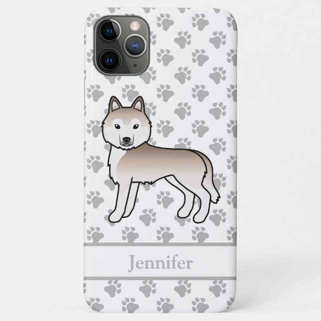 Light Red Siberian Husky Cartoon Dog & Name Case-Mate iPhone Case (Back)