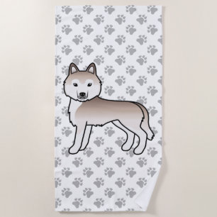 Light Red Siberian Husky Cute Cartoon Dog Beach Towel