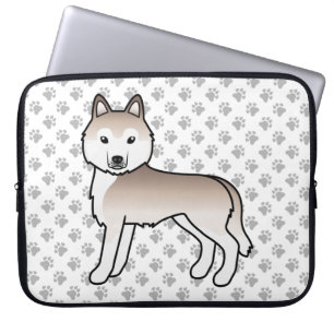 Light Red Siberian Husky Cute Cartoon Dog Laptop Sleeve