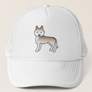 Light Red Siberian Husky Cute Cartoon Dog Trucker Hat