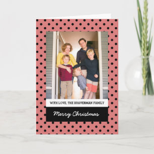 Light Red Sweet Polka Dot Holiday Photo Card
