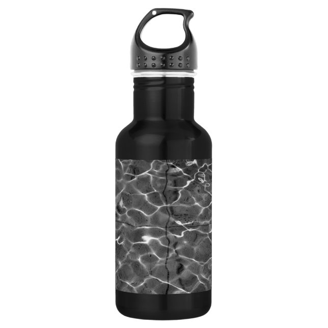 Light Reflections On Water: Black & White 532 Ml Water Bottle (Front)