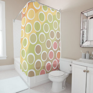 Light Retro Rainbow w/ Polka Dots Shower Curtains