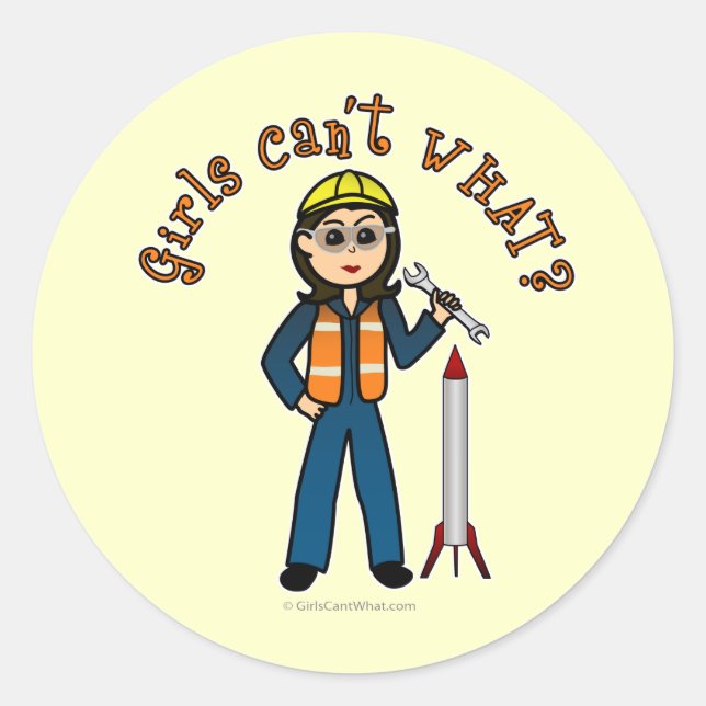 Light Rocket Scientist Girl Classic Round Sticker (Front)