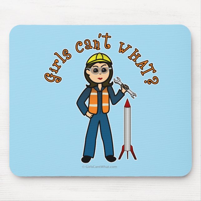 Light Rocket Scientist Girl Mouse Mat (Front)