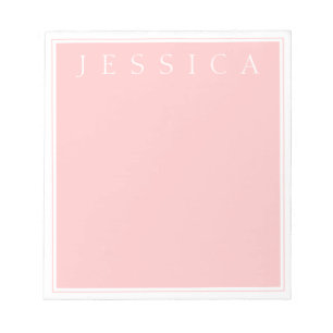 Light Rose Pink   Your Name in White Notepad