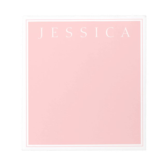 Light Rose Pink | Your Name in White Notepad (Front)