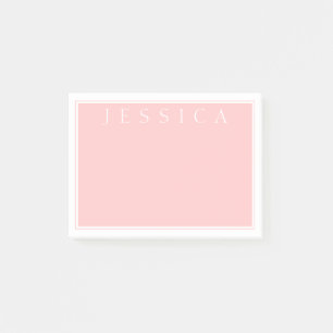 Light Rose Pink Your Name in White Post-it Notes
