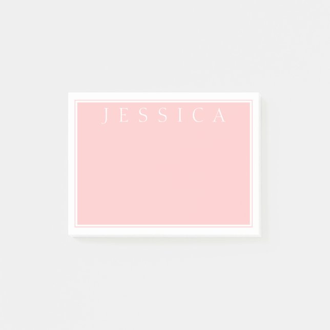Light Rose Pink | Your Name in White Post-it Notes (Front)