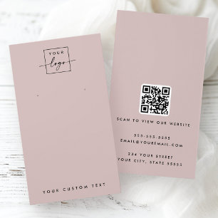Light rose taupe logo QR earring display card