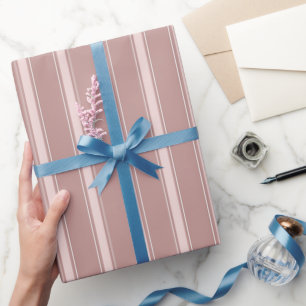 Light Rose Taupe & Pale Pink Stripes Wrapping Paper