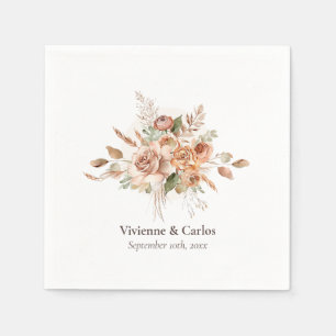 Light Rustic Earth Tone Floral Boho Wedding Dinner Napkin
