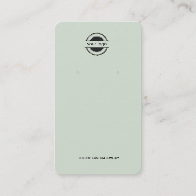  Light Sage and Black Retro Logo Earring Display Business Card (Front)