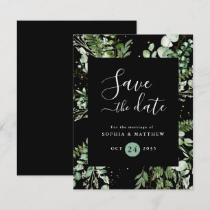 Light Sage & Black Eucalyptus Save The Date