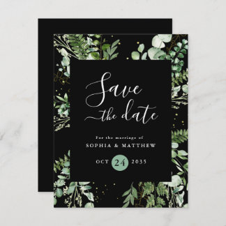 Light Sage & Black Eucalyptus Save The Date 