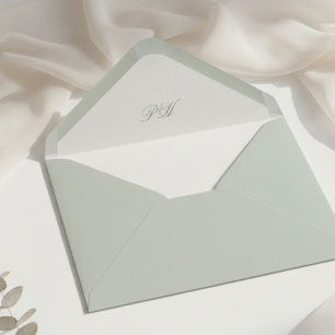 Light Sage Chic Minimalist Calligraphy Wedding Envelope