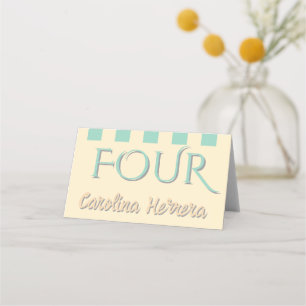 Light Sage Cream Stripe Minimalist Guest Name Place Card