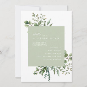 Light Sage Foliage Bridal Shower Invitation