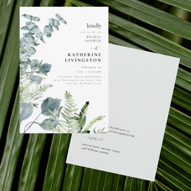 Light Sage Foliage Elegance Bridal Shower  Invitation (Creator Uploaded)