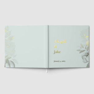 Light Sage Gold Foil Personalised Wedding Guest Book