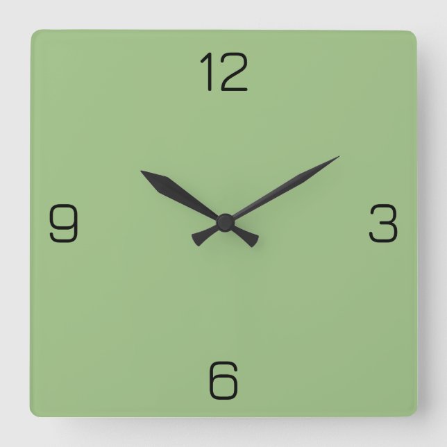 Light Sage Green 9DC183 Colour - Option to Add Nam Square Wall Clock (Front)