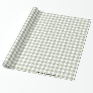 Light Sage Green and White Gingham Checks Pattern  Wrapping Paper