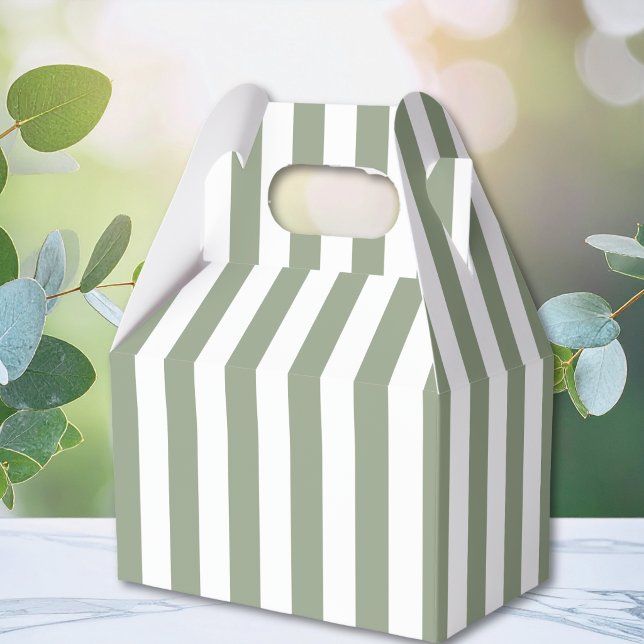 Light Sage Green and White Stripe Favour Box (Creator Uploaded)