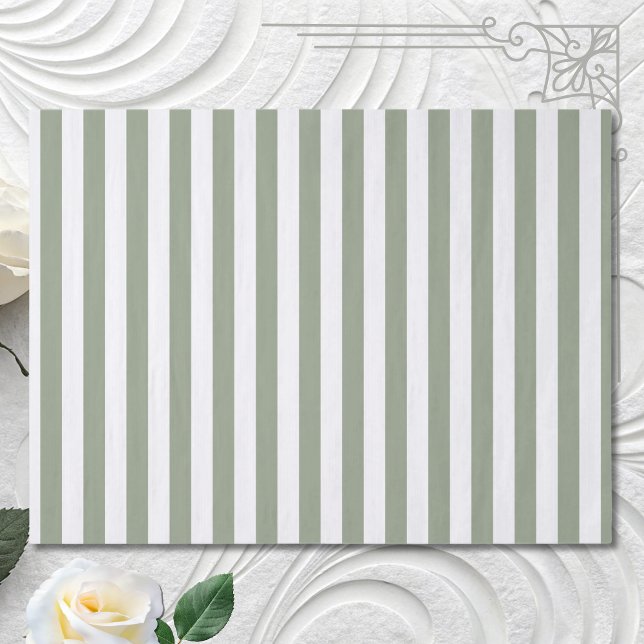 Light Sage Green and White Stripe Tissue Paper (Creator Uploaded)