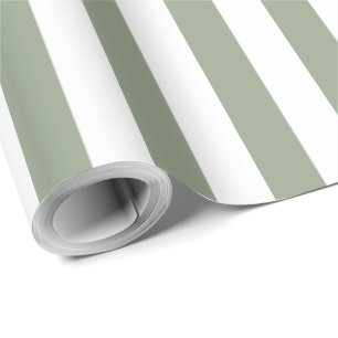 Light Sage Green and White Stripe Wrapping Paper
