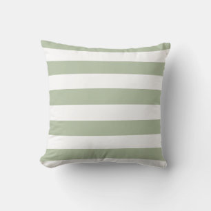 Light Sage Green and White Stripes Cushion