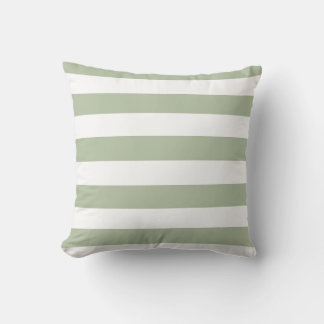 Light Sage Green and White Stripes Cushion