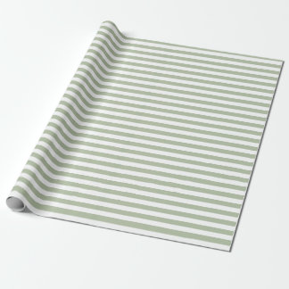 Light Sage Green and White Stripes Wrapping Paper