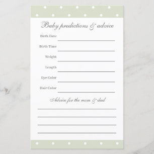 Light Sage Green Baby Shower Guessing Game