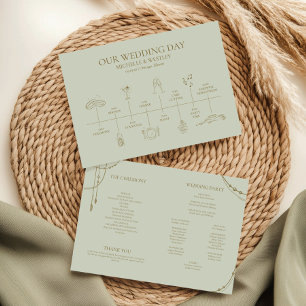 Light Sage Green Boho Draped Beaded Wedding Programme