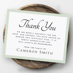 Light sage green border elegant funeral sympathy thank you card