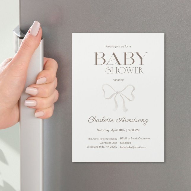 Light Sage Green Chic Bow Baby Shower Magnet (Light Sage Green Chic Bow Baby Shower Magnet ©Susanne Sachers - Sunny Mind 🌞)