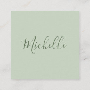 Light sage green feminine minimalist square business card