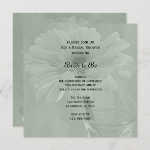 Light Sage Green Gerber Daisy Bridal Shower Invitation