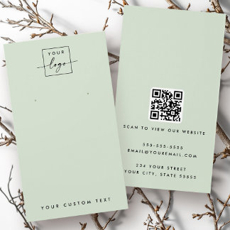Light sage green logo QR earring display card