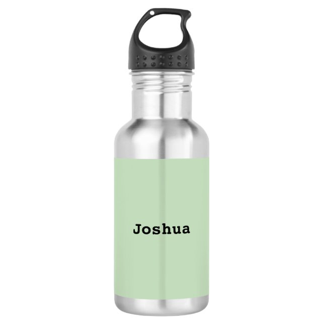 Light Sage Green Minimal Simple Personalised Name 532 Ml Water Bottle (Front)