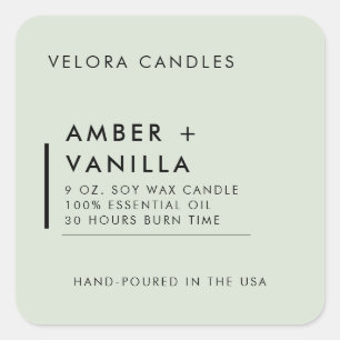 Light Sage Green Minimalist Candle Label Sticker