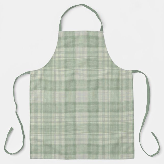 Light sage green plaid apron (Front)