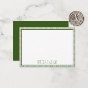 Light sage green plaid border personalised card