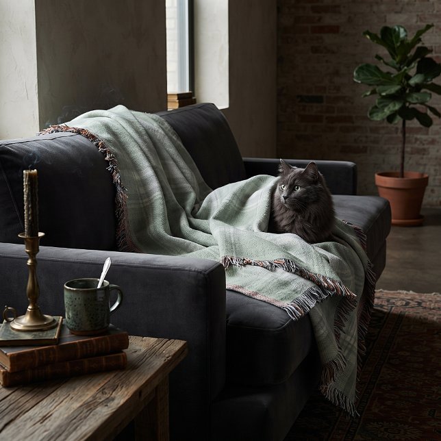 Light sage green plaid throw blanket (Creator Uploaded)