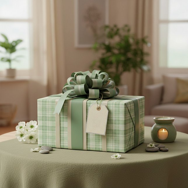 Light sage green plaid wrapping paper (Creator Uploaded)