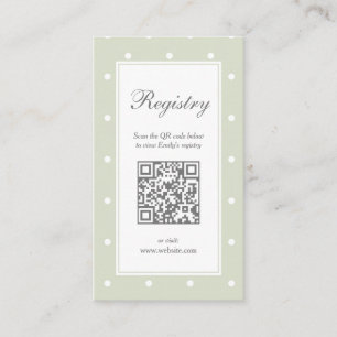 Light Sage Green Polka Dots Baby Shower Registry Enclosure Card